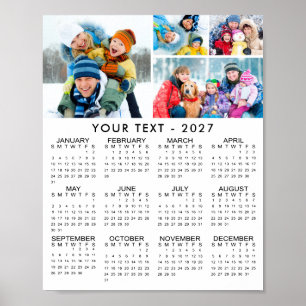 Simple 2026 Calendar 4 Photo Collage Poster