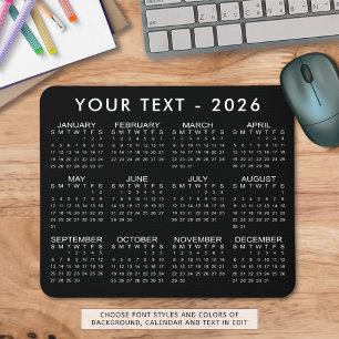 Simple 2026 Calendar Custom Colors Mouse Pad