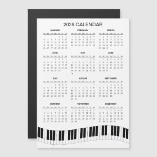 Simple 2026 Calendar with Piano Keys   Magnet