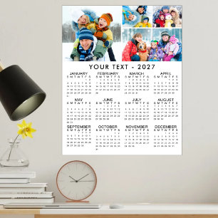 Simple 2027 Calendar 4 Photo Collage Poster