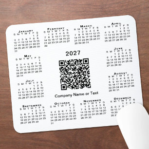 Simple 2027 Calendar Business QR Code White Mouse Pad