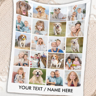 Simple 20 Photo Collage Personalised Pictures Fleece Blanket