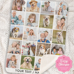 Simple 20 Photo Collage Personalized Pictures Sherpa Blanket