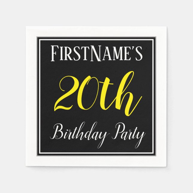 Simple, 20th Birthday Party w/ Custom Name Napkin (Front)