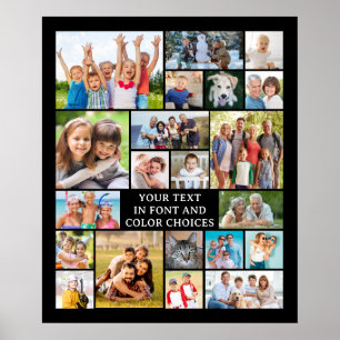 Simple 21 Photo Collage Custom Colour Personalised Poster