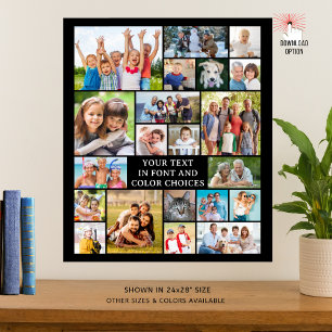 Simple 21 Photo Collage Custom Colour Personalised Poster