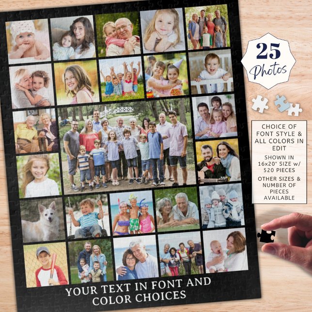 Simple 25 Photo Collage Personalised Custom Jigsaw Puzzle (Creator Uploaded)