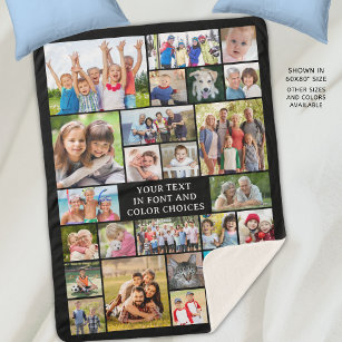 Simple 26 Photo Collage Custom Colour Personalised Sherpa Blanket