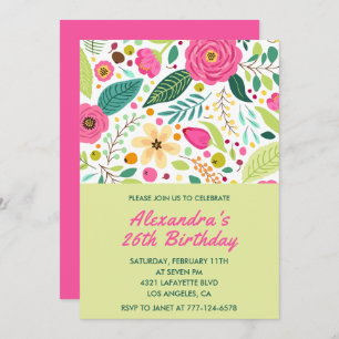 Simple 26th birthday invitations Floral Colourful 