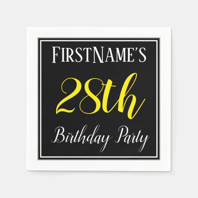 Simple, 28th Birthday Party w/ Custom Name Napkin (Front)