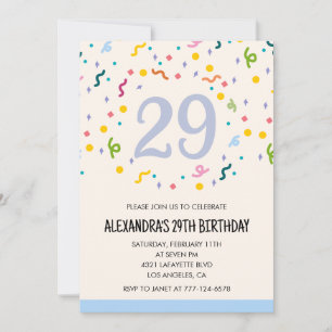 Simple 29th birthday invitations Confetti Modern