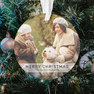Simple 2 Custom Photo Merry Christmas Ornament