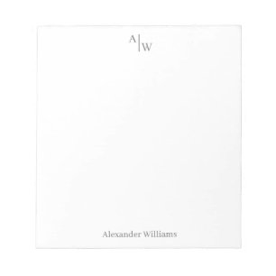 Simple 2 Monogram Initial Professional Desk Grey Notepad