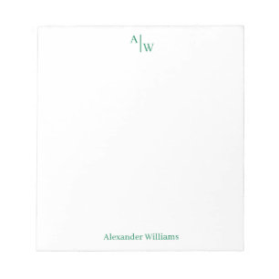 Simple 2 Monogram Initial Professional Green  Notepad