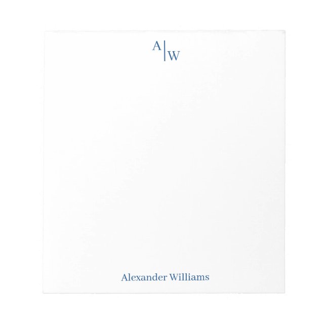 Simple 2 Monogram Initial Professional Navy Blue Notepad (Front)