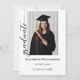 Simple 2 Photo Black Calligraphy Script Graduation Announcement