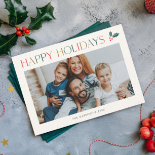 Simple 2 Photo Colourful Happy Holiday Card