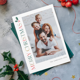 Simple 2 Photo Colourful Merry Christmas Holiday Card