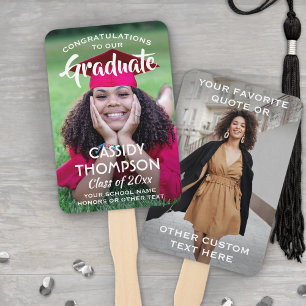 Simple 2 Photo Overlay Inspirational Graduation Hand Fan