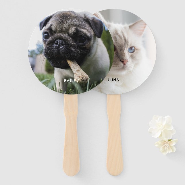 Simple 2 Photo Personalised Hand Fan (Front and Back)