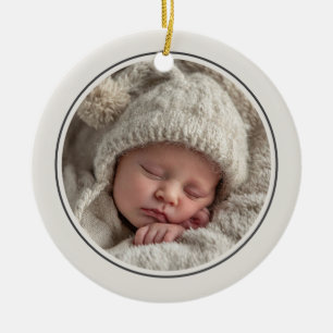 Simple 2 Photo Template Personalised Frame Ceramic Ornament