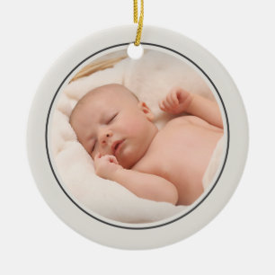 Simple 2 Photo Template Personalised Frame Ceramic Ornament