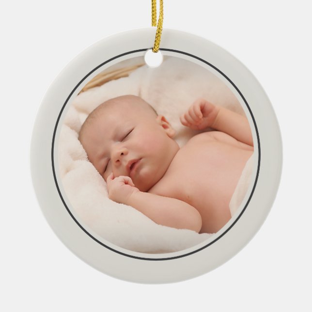 Simple 2 Photo Template Personalised Frame Ceramic Ornament (Front)