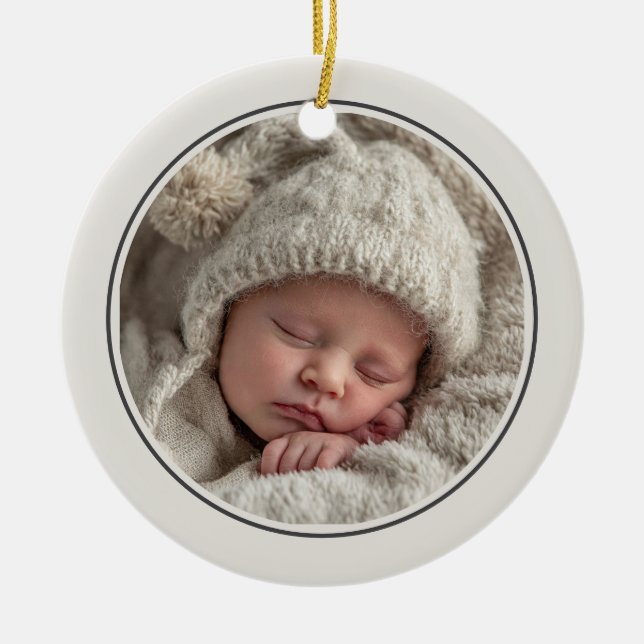 Simple 2 Photo Template Personalized Frame Ceramic Ornament (Front)