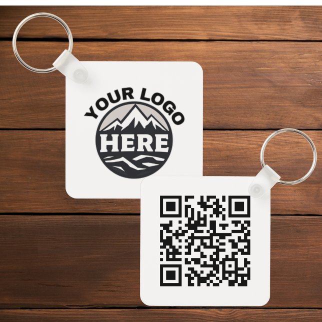 Simple 2 sided logo & Qr code Company Business  Key Ring (Creator Uploaded)