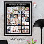 Simple 30 Photo Collage Custom Color and Text Poster<br><div class="desc">Create your own personalized, custom color photo collage poster print utilizing this easy-to-upload template with 30 pictures in a variety of shapes and sizes to accommodate various photos and your text in your choice of font styles and colors on your choice of background color (the sample is shown in white...</div>
