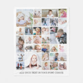 Simple 30 Photo Collage Custom Colour and Text Fleece Blanket (Front)