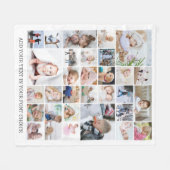 Simple 30 Photo Collage Custom Colour and Text Fleece Blanket (Front (Horizontal))