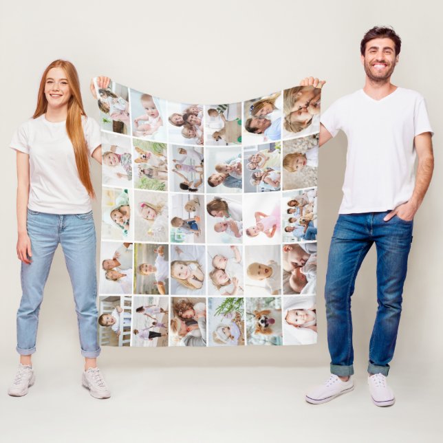 Simple 30 Photo Collage Fleece Blanket (In Situ)