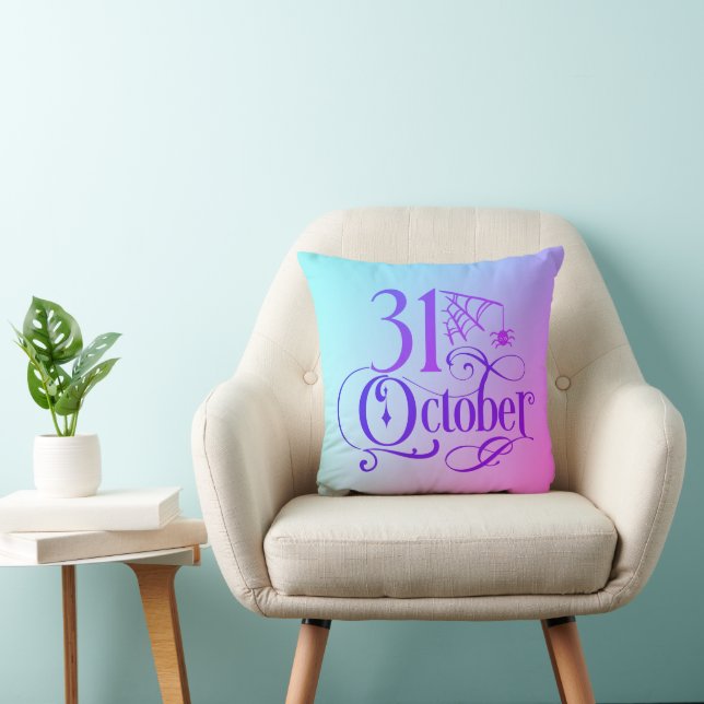 Simple 31 October Blue and Purple Halloween Cushion (Chair)