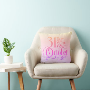 Simple 31 October Pastel Rainbow Halloween Cushion