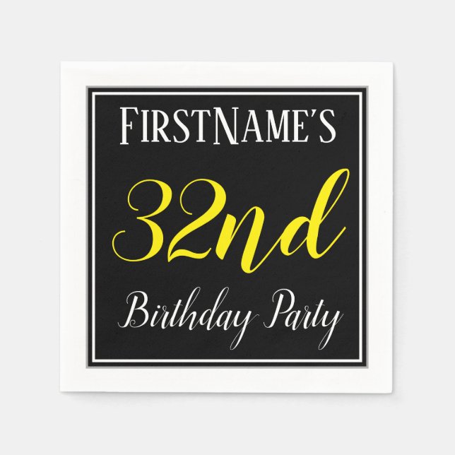 Simple, 32nd Birthday Party w/ Custom Name Napkin (Front)