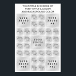 Simple 33 Photo Collage Custom Colour and Text Poster<br><div class="desc">Create your own personalised, custom colour photo collage poster print utilising this easy-to-upload template with 33 pictures in a variety of shapes and sizes to accommodate various photos and your text in your choice of font styles and colours on your choice of background colour (the sample is shown in white...</div>