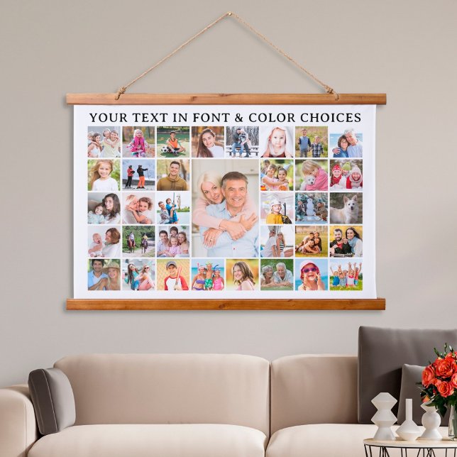 Simple 35 Photo Collage Custom Personalised Hanging Tapestry (Creator Uploaded)