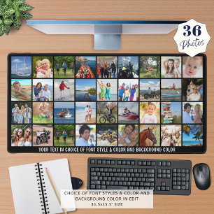 Simple 36 Photo Collage Custom Colour Personalised Desk Mat