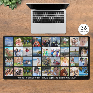 Simple 36 Photo Collage Custom Colour Personalised Desk Mat