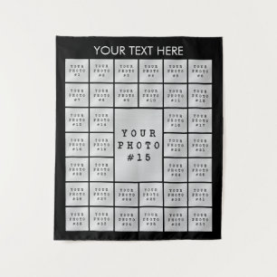 Simple 37 Photo Collage Personalised Backdrop Tapestry