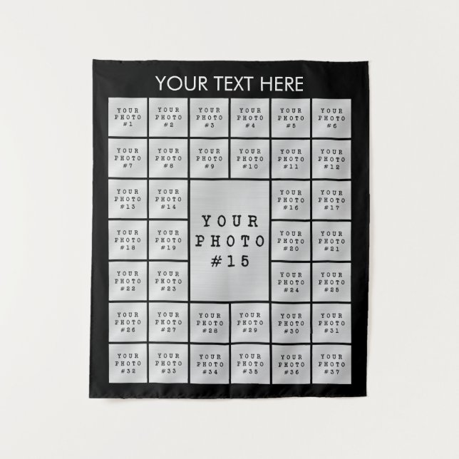 Simple 37 Photo Collage Personalised Backdrop Tapestry (Front)