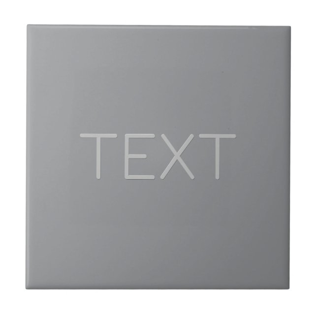 Simple 3 Dimensional Looking Text | Grey Ceramic Tile (Front)