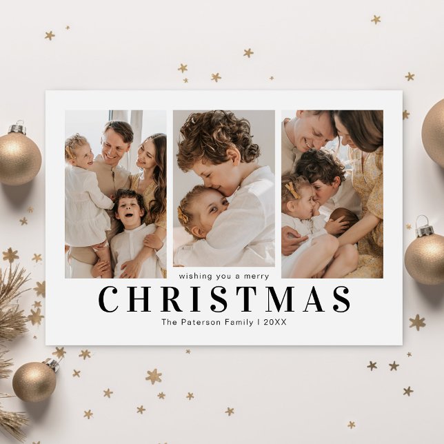 Simple 3 Photo Christmas Holiday Card (Creator Uploaded)