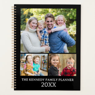 Simple 3 Photo Collage Black And White Family 2023 Planner