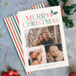 Simple 3 Photo Collage Colourful Merry Christmas Holiday Card<br><div class="desc">Simple 3 Photo Collage Colourful Merry Christmas Holiday Card. Click the edit/personalise button to customise this design with your photos and text.</div>