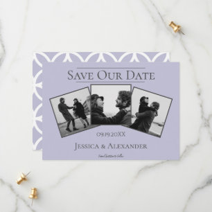 Simple 3 Photo Collage   Lavender Save The Date