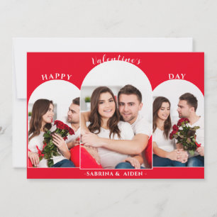 Simple 3 Photo Collage   Valentine's Day  Holiday Card
