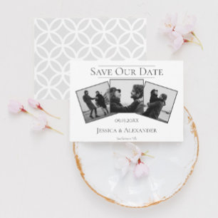 Simple 3 Photo Collage   White Save The Date