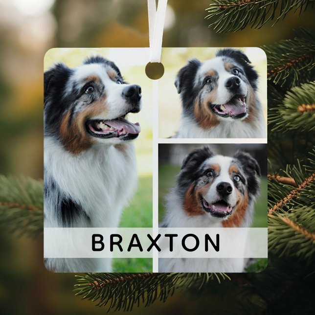 Simple 3 Photo Custom Pet Metal Tree Decoration (Creator Uploaded)